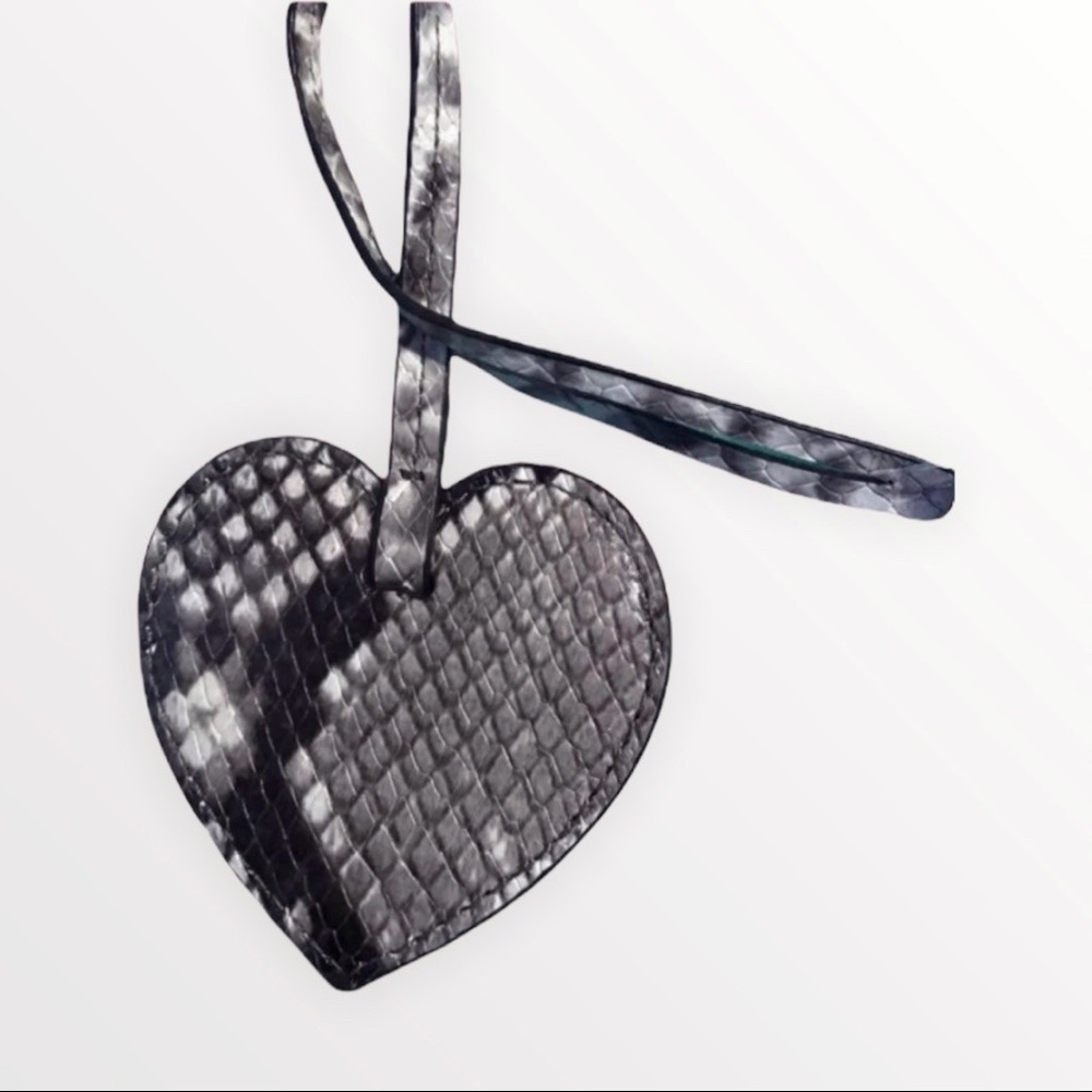 Michael Kors Natural Heart Shape Leather Animal Print Bag Charm